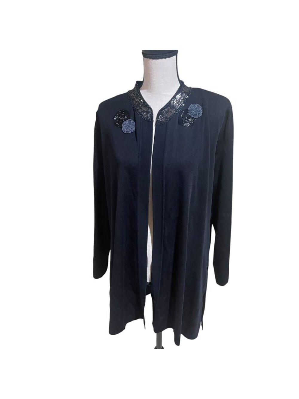 misook beaded black cardigan